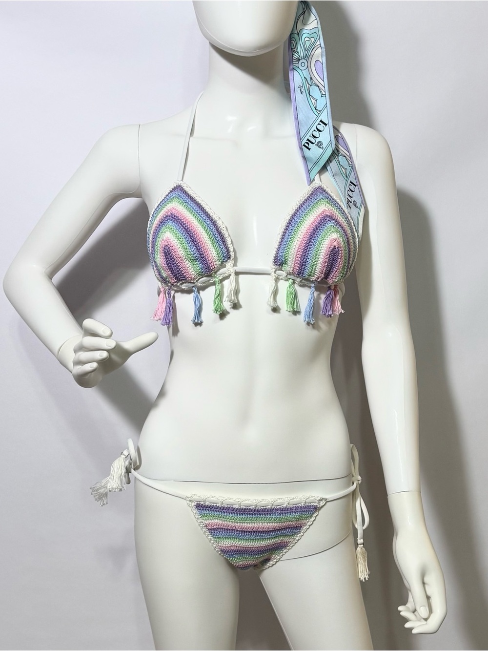 Capittana NWOT Crochet bikini set with tassels. Top Size M and Bottom Size S
